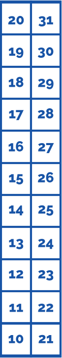 10 11 12 13 14 15 16 18 17 20 19 21 22 23 24 25 26 27 29 28 31 30